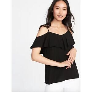 Old Navy Black Cold Shoulder Blouse
